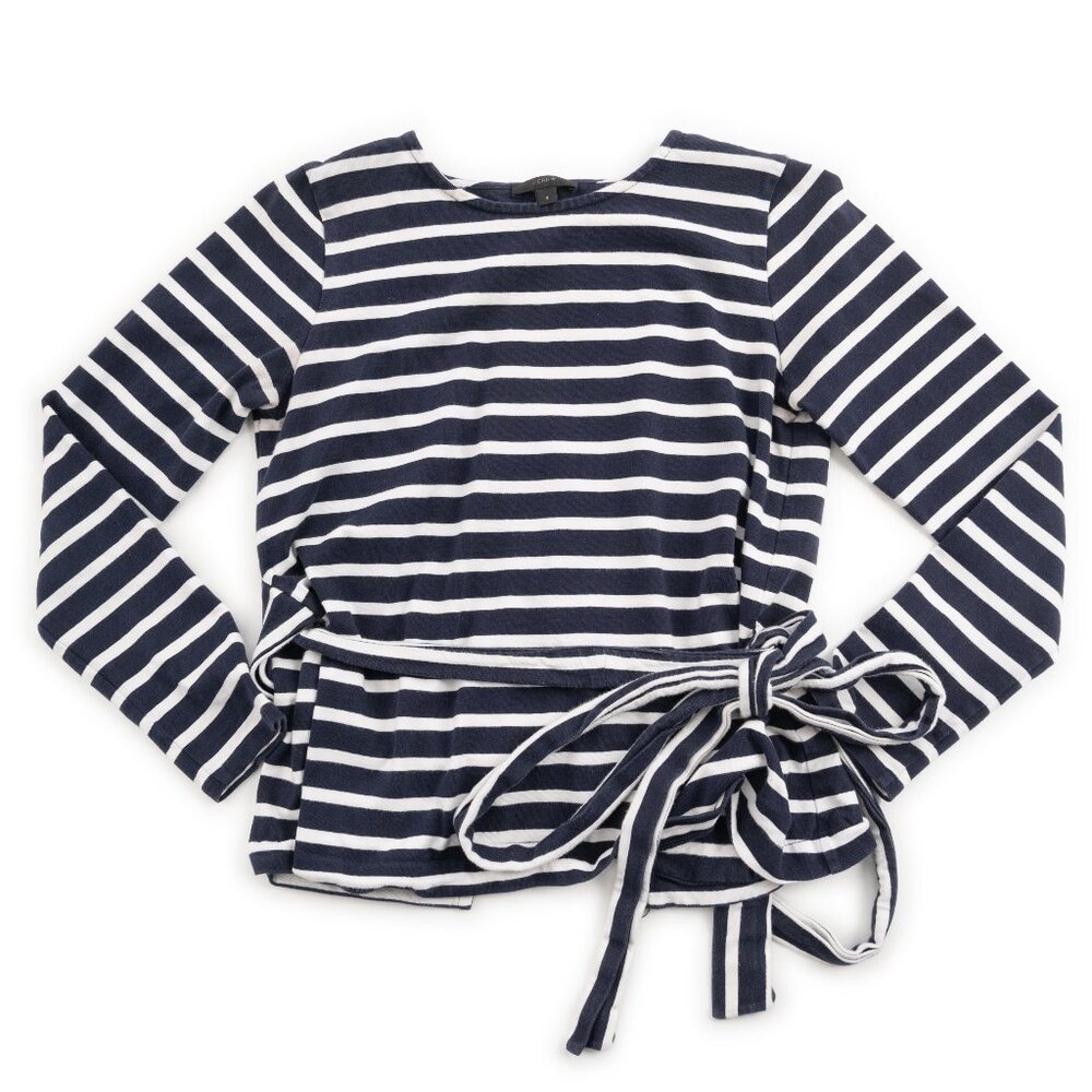 J. CREW Striped belted crossback top size S
